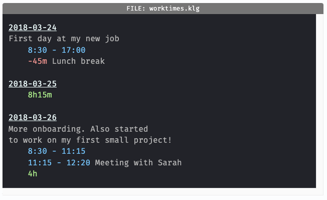klog is a free time tracking tool