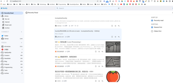 Huntly, a Self-hosted RSS information manager for Knowledge Junkies